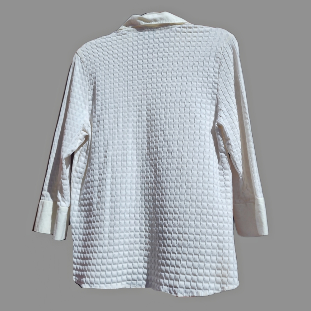 Selene Sport Vintage 90s White Zip up Blouse Size XL - Picture 4 of 8